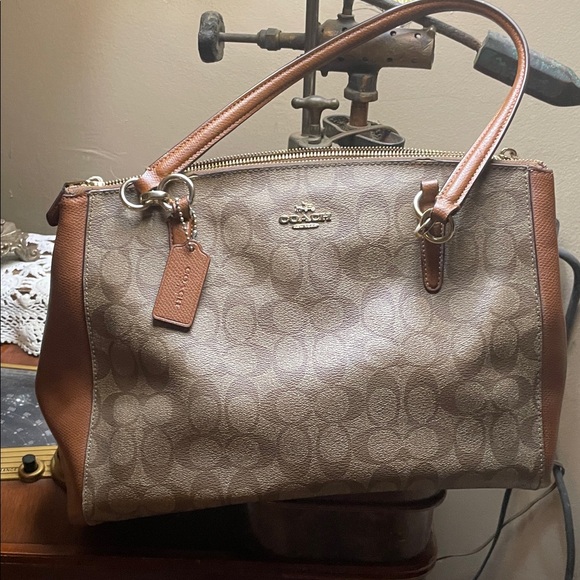 Coach Brown and Tan Signature Satchel - Picture 1 of 1